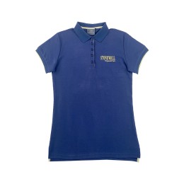 製造短袖寶藍色女裝Polo恤  時尚設計馬術障礙比賽Polo 五粒鈕扣胸筒  繡花LOGO 65% cotton 35% polyester JQ2055 P1535 製造短袖寶藍色女裝Polo恤  時尚設計馬術障礙比賽Polo 五粒鈕扣胸筒  繡花LOGO 65% cotton 35% polyester JQ2055 P1535